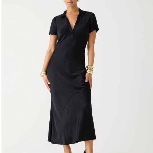 JCrew Luster Crepe Black Midi Dress, size 12 - Picture 1 of 7